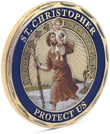 fifijuanC Decorative coin St. Christopher Patron Saint Of Travelers Commemorative Challenge Coin Collection Become a coin collector coin collecting for profit and fun collect rare coins as a hobby wit