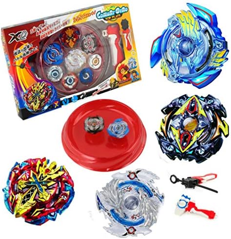 JKC KIDS Bey Spin Top Battle Burst High Performance Battling Top Set with 4D Launcher Grip and Red Color Arena Battle Set