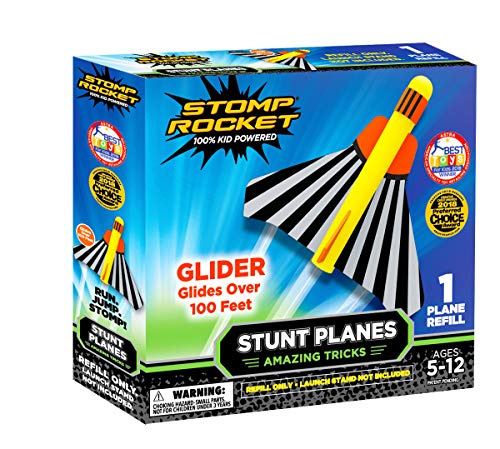 Stomp Rocket Stunt Planes Refill Pack, 1 Glider Plane, for Boys and Girls - Outdoor Rocket Gift for Ages 5 (6, 7, 8) and up