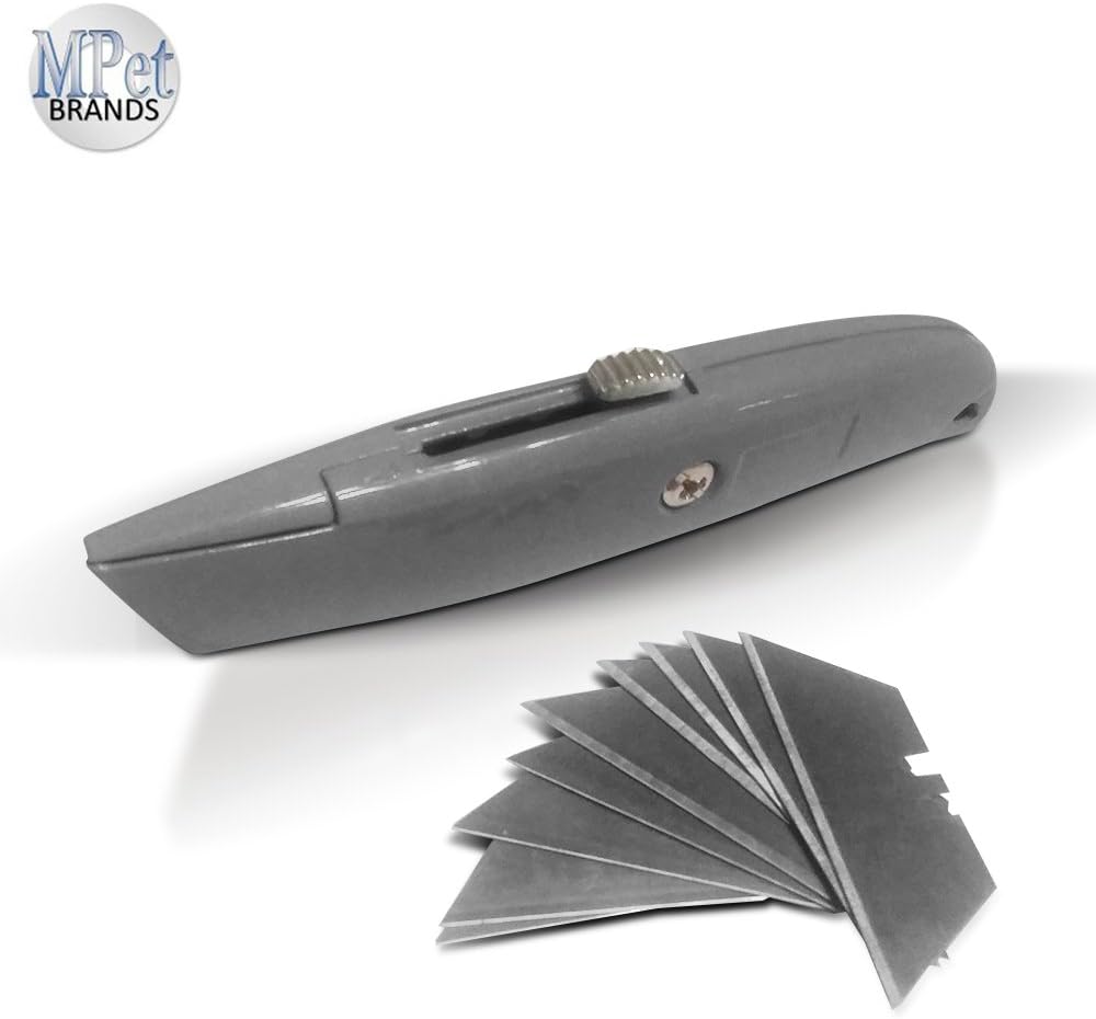 Box Cutter Utility knife Lightweight All Purpose Metal Pocket Knife - 10 Additional Replacement Razor Blades come with This Razor Knife