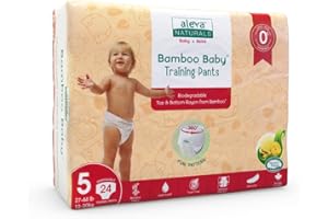 Aleva Naturals Hypoallergenic Bamboo Baby Training Pants, Ultra Soft, Sensitive Skin Friendly, Biodegradable, Disposable - Si