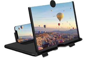 DYMICBIT 10" Screen Magnifier Amplifier,3D HD Mobile Phone Magnifier Projector Screen for Movies,Videos,and Gaming.Foldable Mobile Phone Holder with Screen Magnifier,Supports All Smartphones (Black)