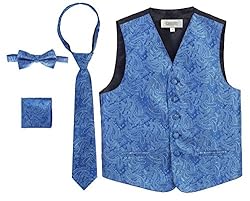 Gioberti Kids and Boys 4pc Paisley Vest Set, Royal