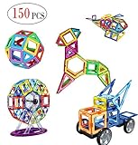 dreambuilderToy Most Complete Magnetic Shapes, Magnetic Tiles, Magnetic Blocks Building Toys Tiles for Kids, Triangles,Squares archs, sectors, semi Circles, Diamonds,Trapezoid etc(150 PC Set)