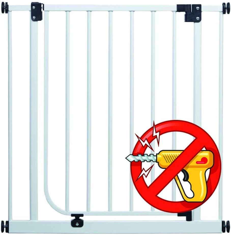 Impag® door and Stairs Safety Barriers in 4 Color 212 cm Safety Barriers to fit Widths from 62 cm | Height 77 cm No Drilling Required | Installation facile| Baby Stair Gate (S), Dogs