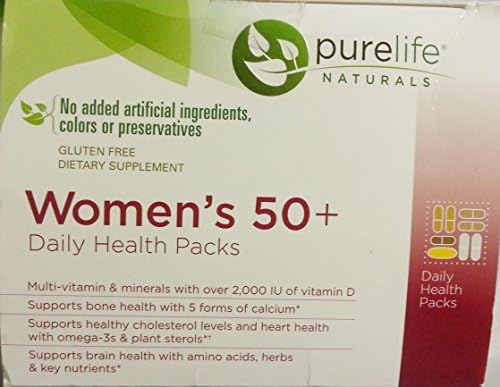 Purelifes Naturals Women's 50+ Daily Health Packs Multi- Vitamin & Minerals with Over 2,000 Iu of Vitamin D 30 Packs