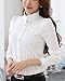 Womens Vintage Victorian Pleated Button Down Shirt Long Sleeve Stretch Blouse Stand Up White 10