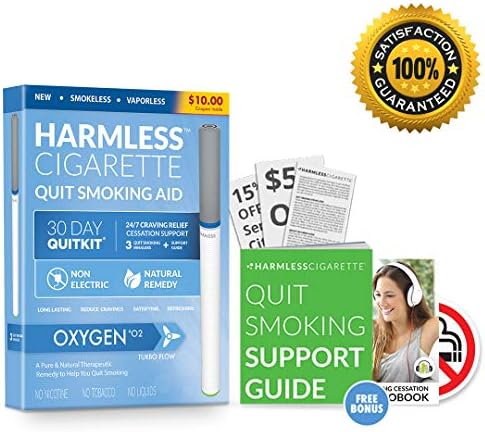Therapeutic Stop Smoking Remedy to Overcome Cravings and cope with Hand-to-Mouth Withdrawal Symptoms 30 Day Quit Smoking Kit + Free Support Guide (Oxygen, 3 Pack)
