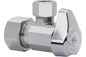 BrassCraft G2CR19X C1 1/2 in. NOM Comp Inlet x 3/8 in. OD Compression Outlet Chrome Plated Brass 1/4 Turn Angle Valve