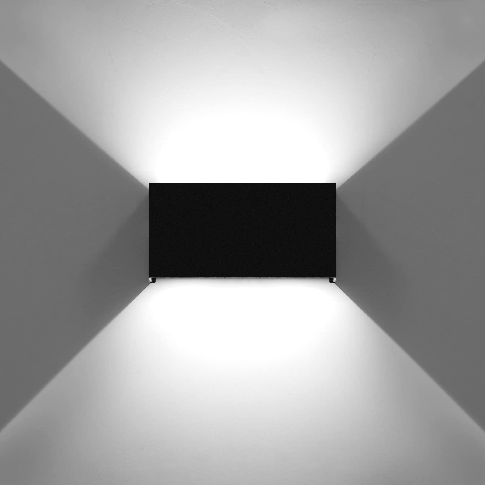 KAWELL 24W Modern Wall Light LED Wall Lamp Up Down Adjustable Beam Angle Aluminum Wall Wash Light LED Waterproof IP65 Indoor Outdoor for Bathroom Bedroom Corridor Living Room Stair Garden, Black 6000K