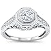 Oxford Diamond Co Sterling Silver Antique Reproduction Art Deco Bezel Set Round Cubic Zirconia Engagement Ring Sizes 5-10