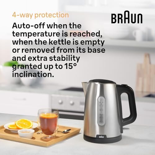 PurShine - Bollitore elettrico, base girevole a 360°, indicatore del livello dell'acqua, stoccaggio del cavo, funzione di spegnimento automatico, capacità 1,7 l, WK1500BK, 2200 W, nero