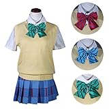 WOTOGOLD Anime Cosplay Costumes Love Live Kousaka Honoka School Uniform Set Sweater With Short Sleeve Shirt and Bowtie Love Live Set X-Large