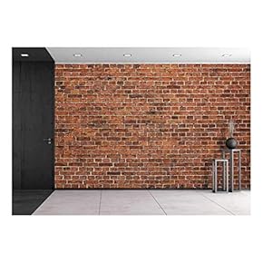 Grunge Red Brick Wall Background with Copy Space - Removable Wall Mural | Self-Adhesive Large Wallpaper - 66x96 inches