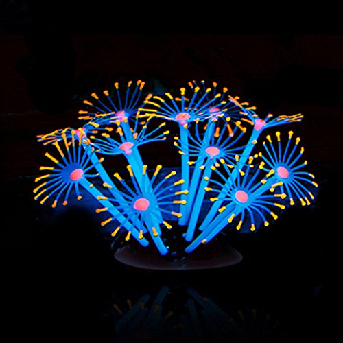 Richi Silicone Luminous Artificial Coral Plants Ornament Decor For Fish Tank Aquarium (Orange)