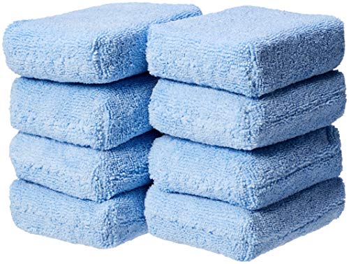 AmazonBasics Microfiber Car Applicator Pads, Blue, 8 Pack