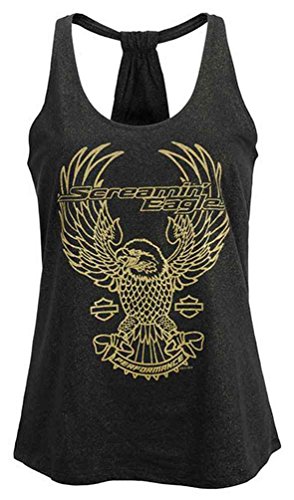 Harley-Davidson Womens Screamin' Eagle Gold Shimmer Tank Top HARLLT0205 (M)