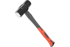DESHIL 3lb Sledge Hammer - Heavy Duty Drilling Hammer with Forged Steel Head & Fiberglass Handle, Perfect for Demolition, Construction, and Blacksmithing