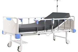 OLERN Full Electric Hospital Bed with Memory Mattress for Home Use-Back&Leg Adjustable-IV Pole Included-5" Casters, 530LBS Loading, Adjustable Medical Bed Frame