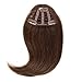Side Bangs Clip in Bangs Real Human Hair One Piece Clip on Bangs Fringe Extensions Fashion Side Bangs Hairpiece For Lady Girl Women (#4, Medium Brown)