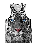iHeartRaves White Tiger Men's Sleeveless Tank Top Shirt for the Gym, Festivals, Raves