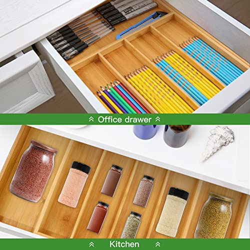 VaeFae Bamboo Drawer Organizer, Expandable Silverware Drawer Organizer