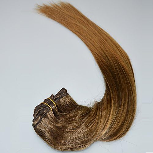 24" 120gram 7Pcs Dip Dye Hair Color #2 Fading to Color #6 Balayage Thick Clip in Extensions Remy Clip in Human Hair Extensions Best Quality Clip in Hair Extensions