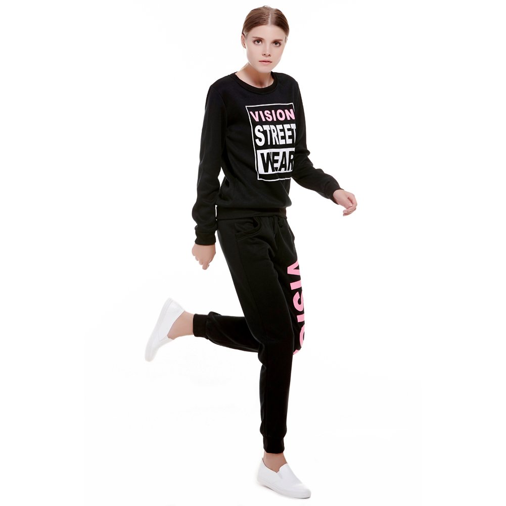 rrimin womens pcs hoodies sweatshirt pants set tracksuit jogging suit m black