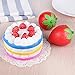 KUUQA 3 Pcs Squishies Slow Rising Jumbo Rainbow Squishy Cake and Strawberry Fruit Charms Squishy Toys Stress Relief Toys Party Favors (Colour Random)