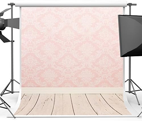 Maijoeyy 5x7FT Pink Pattern Backdrops for Photography Wood Floor Photo Background for Baby Photo Booth Backdrop for Studio Shoot Props