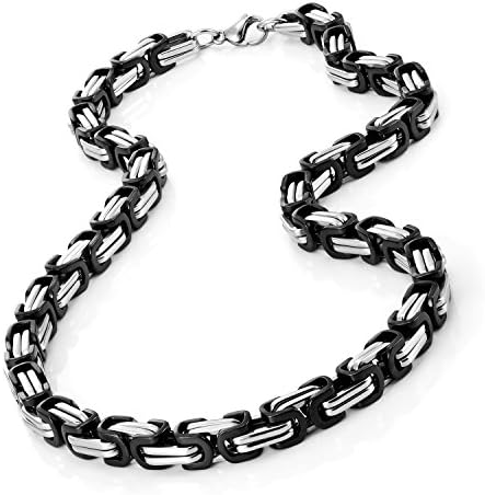 Urban Jewelry Impressive Mechanic Style Stainless Steel Men's Necklace Silver Black Chain Men (18,21,23 inches)