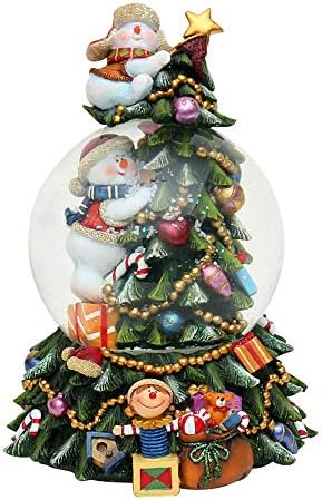 Sigro Snowman at Christmas Tree Snow Globe with Musical Mechanism, 13 x 18 cm, Polystone, Multicolour, One Size