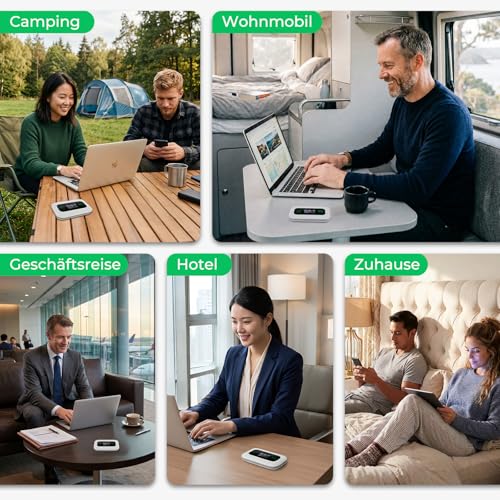 EIOTCLUB Mobile WLAN Router with No Contract, 4G LTE Portable WiFi Hotspot, 3000 mAh Battery, Up to 32 Devices, Built-in SIM Card, Ideal for Travel, Camping & On the Go - Only Suitable for Europe