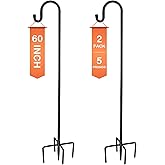 Ottsuls Shepherd-Hooks 60" Adjustable for Bird-Feeder Lantern Plant-Hook Garden-Stake - Plant Stand Hanger for Outdoor Flower Basket, Bird Feeder Hanger Weddings Decor (2 Pack)