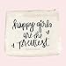 Happy Girls Are The Prettiest Canvas Makeup Bag | Audrey Hepburn Quote Make-Up Organizer Travel Accessories Toiletry Holder Pencil Case Bridesmaid Cosmetic Gift for Her Hand Lettered