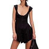 Women Boho Graphic Mini Dress Ruffle Strap A Line Sundress Graffiti Short Babydoll Dress Floral Going Out Dresses