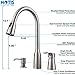 Hotis 3 Hole Pull Out Prep Sprayer Stainless Steel Single Handle Pull Down Kitchen Faucet, Brushed Nickel Kitchen Sink Faucet with Soap Dispenser