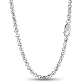 Dankadi Italy Fashion Solid 925 Sterling Silver Necklace 3MM 18-28 inch Mariner Anchor Link Chain - Round O Link Cable Chain-Twist Link - Rolo Chain Unisex Jewelry Gift