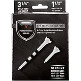 Maxfli Performance Series Low Resistance 3.25" &amp; 1.5" White Golf Tees - 50 Pack