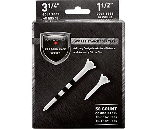 Maxfli Performance Series Low Resistance 3.25” & 1.5” White Golf Tees 50-Pack