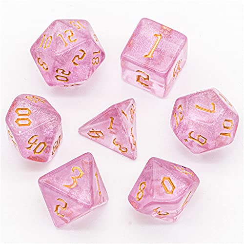 Fairy Dust Dice Set - Pink TTRPG Dice Set - Fairy Dust Pink Polyhedral Dice - Dice for War Gmaes Card Games and Tabletop RPGs