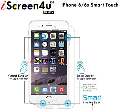 iPhone 6, 6s Smart Touch Screen Protector - iScreen4u TG MAX - 2.5D Rounded Edge 0.33mm Ultra-thin Tempered Glass Screen Protector with a 2-year limited warranty (Apple - iPhone 6/6s Smart Touch)