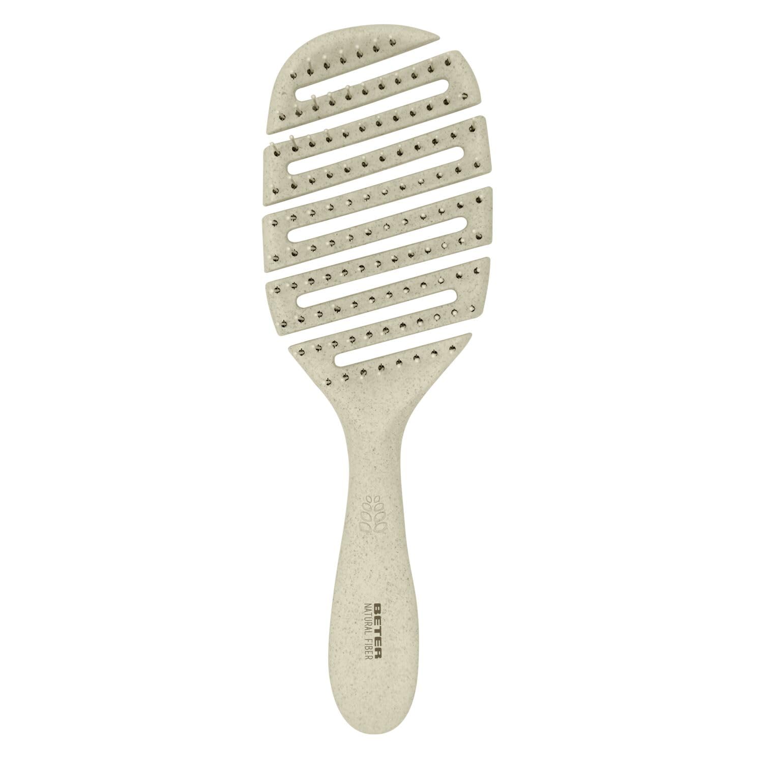 Beter - Natural Fiber Detangling Skeleton Hairbrush with Nylon Ball Bristles, Anti-Tangle and Anti-Breakage, Gentle Tangle-Free Styling, For All Hair Types, Beige