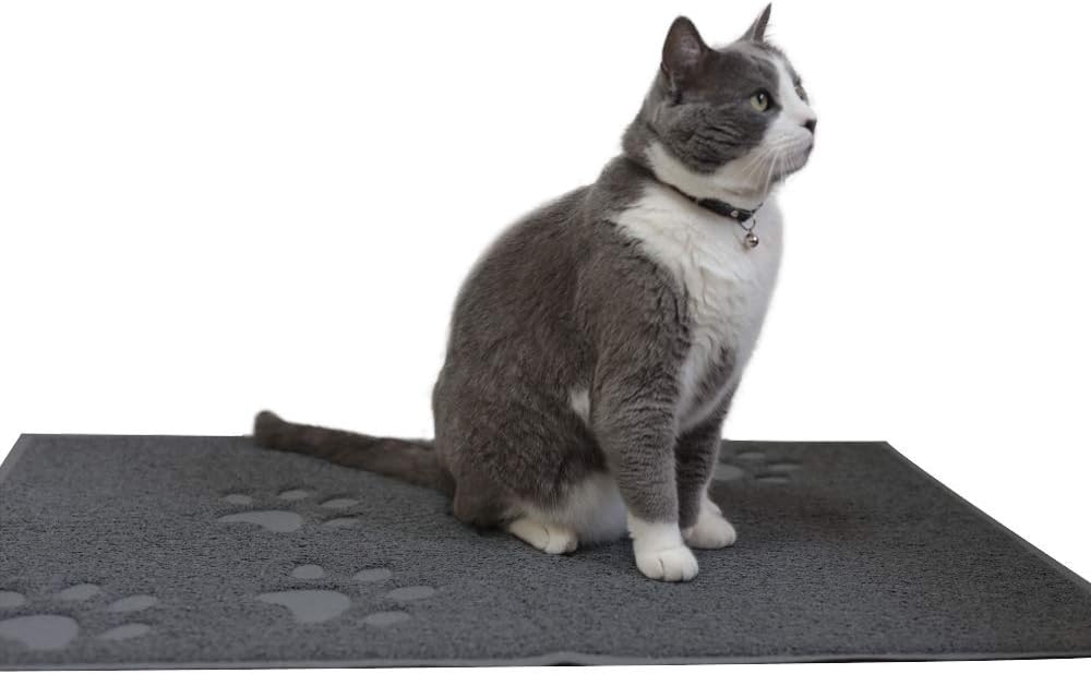 Andalus Small Cat Litter Mat, Pack of 2 - Waterproof, Non-Slip & Easy to Clean Cat Litter Box Mat for Extra Efficient Pet Litter-Trapping, Grey (15.75” X 11.75”)