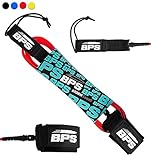 BPS 'Storm' Surfboard Straight Leash - 8-Foot Premium SUP/Surf Strong 7.2mm Leg Rope - Stainless Steel Swivels Triple Rail Saver SUP Paddle Surf Boarding Paddle Boarding (Red)