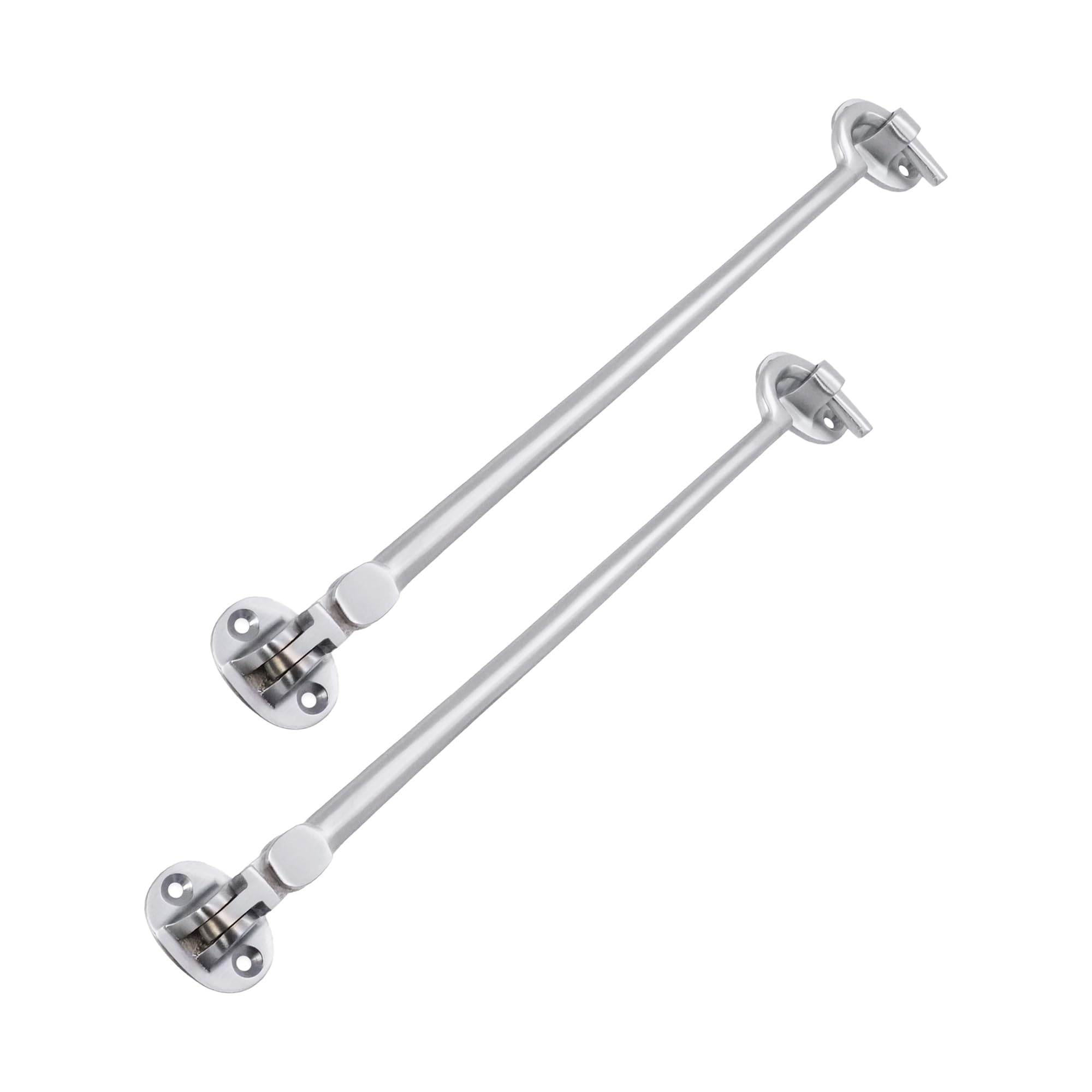 Infinity Decor Pack of 2,10" (250mm) Heavy Duty Brass Cabin Hook & Eye Silent Catch/Latch/Holder/Back Gate/Shed/Patio Door in Various Finishes (Satin Chrome)