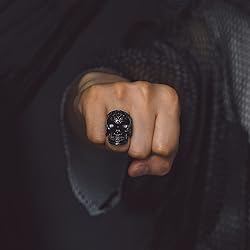Bandmax Black Skull Ring for Women Men Black Sugar