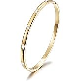 WISTIC Gold Love Thin Bangle Bracelet for Women Stainless Steel Metal Gold Plated Cuff Bangle Jewelry for Men and Adults Fashion Gift
