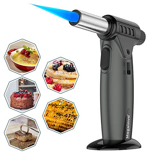 Butane Torch Kitchen Torch Lighter Culinary Butane Torch Refillable Professional Flame Adjustable Blow Torch for BBQ Creme Brulee Cooking Cigar Grill Torch Lighter Gun(Butane Gas Not Included)