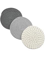 Jennice House Pot Holders Set Trivets 100% Pure Cotton Thread Weave Hot Pot Holders Set (Set of 3) Stylish Coasters, Hot Pads, Hot Mats, Spoon Rest for Cooking and Baking by Diameter 7 Inches
